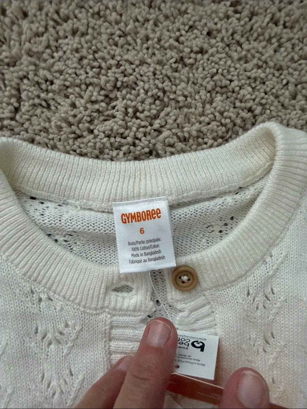 NWT Gymboree Girls Off White Ruffle-Trim Knit Cardigan Sweater size 6